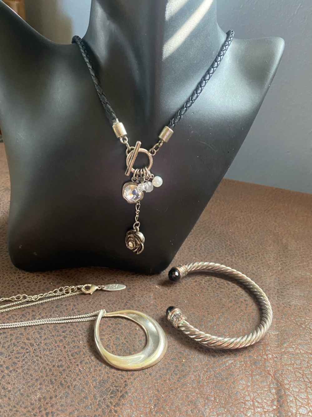 New Silver-Tone Braided Pendant Necklace with Charms & Vintage Pendant Necklace